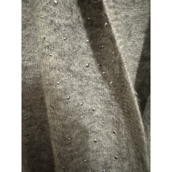 Juicy Couture Y2K Grey Silver Sparkle Embellished Open Cardigan Hooded Size M - Picture 4 of 9